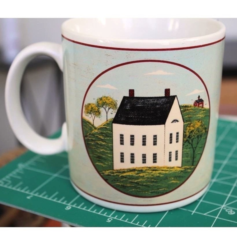 Brandon House Warren Kimble Country Life Mug 1998 Sakura Folk Art Colonial House